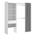 Mobimarket - dressing extensible laurent - l. 110 / 160 cm - coloris : blanc et gris Mobimarket - dressing extensible laurent - l. 110 / 160 cm - coloris : blanc et gris