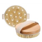 Dry body brush for beautiful skin: solid wood frame and exfoliating boar bristle brush to exfoliate and ...