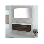 Meuble de salle de bain suspendu enif avec miroir et lavabo double vasque - 120 cm - ch�ne �vasion