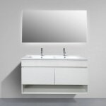 Meuble de salle de bain suspendue hera avec miroir et double vasque 120 cm. pas d'assemblage ncessaire ...