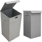 Dunedesign - lot de 2 : 50l panier � linge sale avec couvercle - 30x30x60 bac de rangement xl