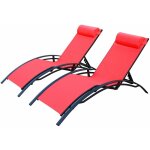 Duo de bains de soleil en aluminium et textil�ne louisa anthracite / corail