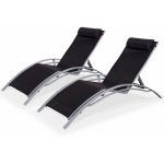 Duo de bains de soleil en aluminium et textil�ne louisa gris / noir