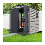 Duramax - abri de jardin - pvc 3, 50 m� + plancher - gris clair / anthracite - dustmate66pr