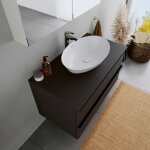 Duravit - vasque lavabo design oval � poser lave main fonte min�rale salle de bain - blanc mat - 60x40x14cm ...