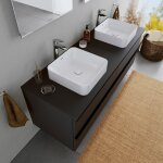 Duravit - vasque lavabo rectangulaire design � poser lave main fonte min�rale salle de bain - blanc mat ...