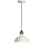 Wottes - e27 lampe  suspension rtro plafonnier luminaire en mtal bois lustre blanc diamtre 19cm pour ...