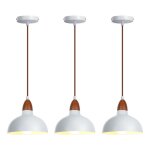 Wottes - e27 lampe  suspension rtro plafonnier luminaire en mtal bois lustre blanc diamtre 19cm pour ...