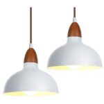 E27 lampe  suspension rtro plafonnier luminaire en mtal bois lustre blanc diamtre 24cm pour salon ...