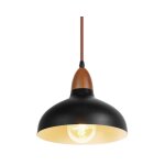 E27 lampe  suspension rtro plafonnier luminaire en mtal bois lustre noir diamtre 19cm pour salon ...