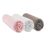 Easy dort - lot de 3 draps housse bambou - 60x120 cm - rose - blanc - taupe Easy dort - lot de 3 draps housse bambou - 60x120 cm - rose - blanc - taupe