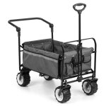 Waldbeck - easy rider chariot de transport avec toit charge 70kg barre tlescopique pliant gris