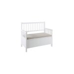 Banc 2 places avec coffre de rangement 90x48x85 cm blanc et beige
