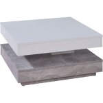 Erano table basse plateau pivotant et 1 Étagère aspect béton, blanc. Erano table basse plateau pivotant et 1 Étagère aspect béton, blanc.
