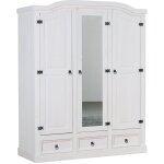 Ebuy24 - new mexico armoire 3 portes avec une porte miroir, 2 portes lambriss�es et 3 tiroirs, en blanc ...