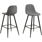 Ebuy24 - willy tabouret de bar en gris clair avec pitement et repose - pieds en mtal noir.