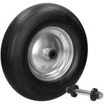Ecd germany 15  roue de brouette - caoutchouc plein increvable pu - 4. 80 / 4. 00 - 8 - avec axe - � ...