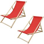 Ecd germany - lot de 2 chaises longues pliantes en bois chiliennes, rouge, dossier réglable, 3 positions ... Ecd germany - lot de 2 chaises longues pliantes en bois chiliennes, rouge, dossier réglable, 3 positions ...