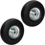 Ecd germany 2 x roue de brouette 3. 00 - 4 pu caoutchouc solide � 260 mm x 85 mm - axe inclus - roue ...