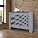 Ecd germany cache - radiateur chauffage moderne - 112x19x82 cm - gris �tag�re en bois mdf housse d�corative ...