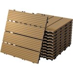 Ecd germany dalles terrasse clipsables wpc 30x30 cm / 22 pi�ces=2m� teck stri� aspect bois carreaux avec ...