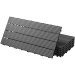Ecd germany dalles terrasse clipsables wpc 60x30 cm / 6 pi�ces=1m� anthracite stri� aspect bois panneaux ...