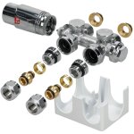 Kit de connexion central avec thermostat pour radiateurs - blanc - universel - raccord radiateur chauffage ...