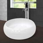 Ecd germany lavabo salle de bain -  400 x 350 x 155 mm - en cramique - rond - blanc - vasque  poser ...