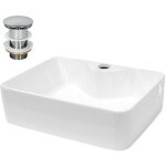 Ecd germany lavabo salle de bain - 480 x 380 mm - en c�ramique - carr� - blanc - lave - mains �vier - ...