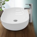 Ecd germany lavabo salle de bain - 600 x 420 x 145mm - en cramique - ovale - blanc - lave - mains vier ...