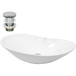 Luxebath - ecd germany lavabo salle de bain - 640x365x130 mm - en cramique - ovale - blanc - lave - ...