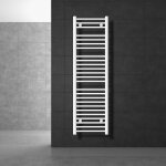 Radiateur s�che - serviettes sahara pour salle de bain - 400 x 1500 mm - blanc - droit avec raccordement ...