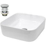 Luxebath - ecd germany vasque � poser lavabo salle de bain - carr� - 390 x 390 x 140 mm - en c�ramique ...