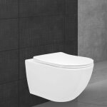 Ecd germany - wc suspendu sans rebord 52cm, en cramique, blanc mat, abattant amovible en plastique softclose, ...