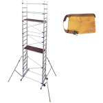 Echafaudage 2 plateaux - hauteur travail 6. 46m + ceinture porte - outils 38x25cm - pn / cla - ceinture ...