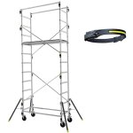 Echafaudage roulant alu - sp�cial passage etroit - hauteur de travail max 4. 7m + lampe frontale - 347703 ...