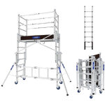 Echafaudage roulant pliant - hauteur max. de travail 3. 80m + echelle t�lescopique 2. 60m - 22407420 ...