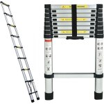�chelle t�lescopique, 2, 6 m�tres, mat�riau m�tallique, l�ger, avec dispositif de verrouillage et patins ...