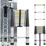 �chelle t�lescopique 4, 4m, �chelle polyvalente de loft escabeau telescopique aluminium, �chelle bricolage ...