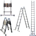 �chelle t�lescopique 5m, a - frame escabeau telescopique pliant en acier inoxydable, 2 en 1 multifonction ...