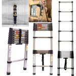 �chelle t�lescopique en acier inoxydable de 3, 2 m / 10, 5 pi, �chelle de toit multifonctionnelle, conforme ...