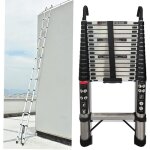 �chelle t�lescopique en acier inoxydable de 4, 4 m / 14, 5 pi avec barre stabilisatrice et crochet d�tachable, ...