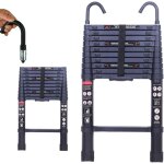 �chelle t�lescopique en alliage d'aluminium de 3, 2 m�tres avec 2 crochets d�tachables, charge maximale ...