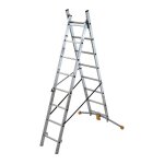 Hailo - echelle transformable 2 plans 2x8 �chelons 3, 5m / 4, 4m en aluminium hobbylot