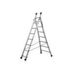 Echelle transformable 2 plans 7 + 8 barreaux - longueur max. 3. 90m - sol plat ou escalier - 630208