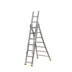 Echelle transformable 3 plans 3x9 barreaux - longueur max. 6. 10m - sol plat ou escalier - 510309