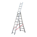 Hailo - echelle transformable base �vas�e 3 plans 3x8 �chelons 4, 8m / 5, 7m en alu premium