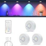 Eclairage d'armoire, sans fil led rechargeable aimante, 3 tempratures de couleur + 9 rgb lumiere led ...