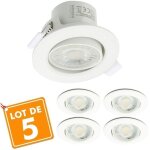 Eclairage design ? lot de 5 spots led encastrables orientables 8w ? �quivalent 75w ? blanc chaud 3000k ...