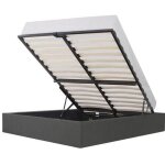 Eclipse lit adulte + coffre de journ�e - tissu gris fonc� - 160 x 200 cm